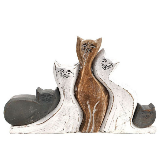 Katten beeld hout 40 x 25 cm “The Cats”