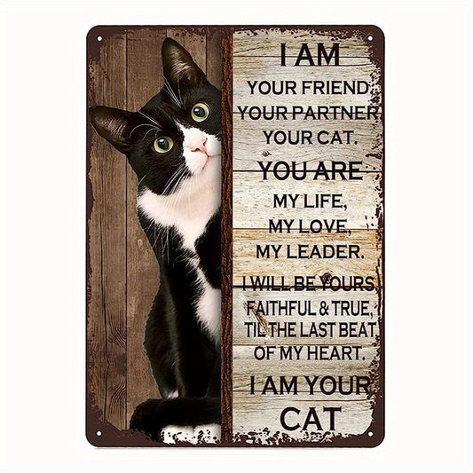 Wandbord metaal Tuxedo kat “I am your friend”