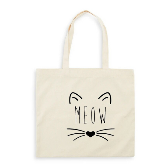 Tote bag met rits Beige "Meow"