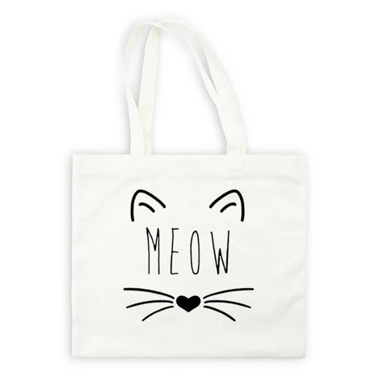 Tote bag met rits Wit "Meow"