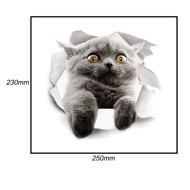 The Happy Cat Shop | Katten stickers 3D 😻 Katten muursticker 3D Brits korthaar blauw - Huhhh me Afmeting