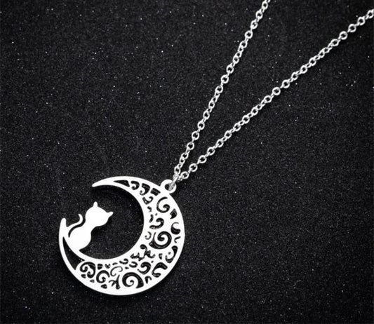 Katten ketting Zilverkleurig "Cat on the moon"